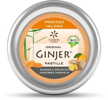Ginjer pastillas BIO Jengibre-Naranja lata 40gre lata 40 gr BIO