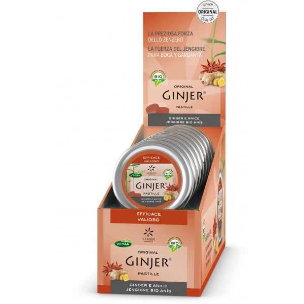 Ginjer pastillas BIO Jengibre-Limón lata 40gre lata 40 gr BIO